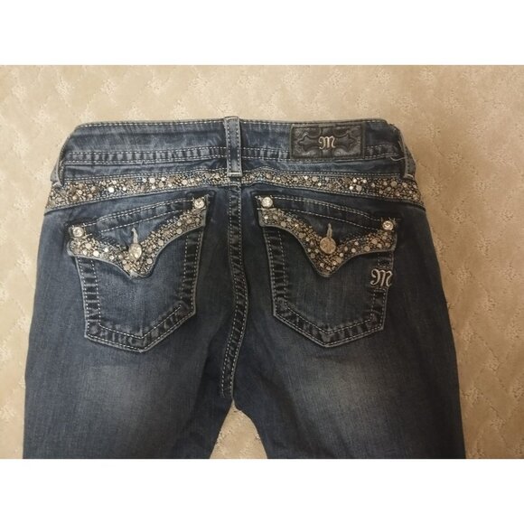 Miss Me Jeans Women's 28x34 Mid-Rise Boot Cut MP7700B Rhinestone Waist Bling - Picture 3 of 5